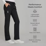 Nautica Scrub Pants for Women - Straight Leg Open Bottom Professional Medical Uniform Stretch Soft Scrub Bottoms for Woman Black