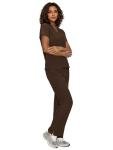floralhue Scrubs for Women, V-Neck Scrubs Top & Cargo Pants with 12 Pockets, Yoga Waistband, 4 Way Stretch, Brown, M