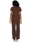 floralhue Scrubs for Women, V-Neck Scrubs Top & Cargo Pants with 12 Pockets, Yoga Waistband, 4 Way Stretch, Brown, M