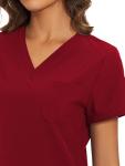 floralhue Scrubs for Women, Women's Medical Scrub Sets, V-Neck Scrubs Top & Cargo Pants with 12 Pockets, Burgundy, L