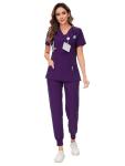 COZYFIT Scrubs for Women Set - Stretch V-Neck Scrub Top & Jogger Pant with 8 Pockets, Yoga Waistband, Anti Wrinkle, Slim Fit Women Scrubs