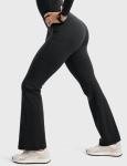 POPVIOLET Womens High Waisted Medical Flare Scrub Pants 31" - 7 Pockets Wide Leg Bootcut Yoga Scrub Leggings Work Pants Black Medium