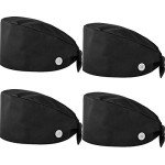 Satinior Adjustable Bouffant Hats with Sweatband - Black