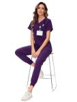 COZYFIT Scrubs for Women Set - Stretch V-Neck Scrub Top & Jogger Pant with 8 Pockets, Yoga Waistband, Anti Wrinkle, Slim Fit Women Scrubs