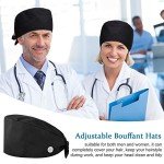 Satinior Adjustable Bouffant Hats with Sweatband - Black