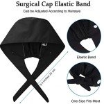 Satinior Adjustable Bouffant Hats with Sweatband - Black