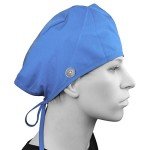Ceil Blue Surgical Cap with Buttons and Ties