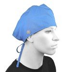 Ceil Blue Surgical Cap with Buttons and Ties