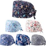 6-Piece Women's Adjustable Scrub Caps Set