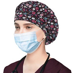 Adjustable Bouffant Caps with Sweatband and Buttons