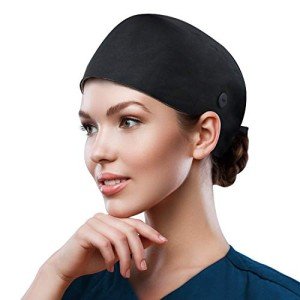 Adjustable Cotton Working Cap with Button - Black