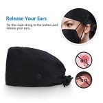 Adjustable Cotton Working Cap with Button - Black