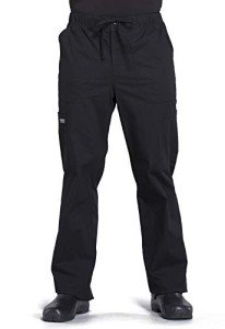 Cherokee Men's Scrub Pants with Elastic Waist, Black