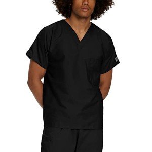 Landau Unisex V-Neck Scrub Top - Black, XL