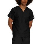 Landau Unisex V-Neck Scrub Top - Black, XL