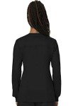 Women's Snap Front Black Scrub Jacket - Soft Stretch