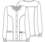Women's Snap Front Black Scrub Jacket - Soft Stretch