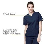 WonderWink Women's Navy V-Neck Medical Scrub Top