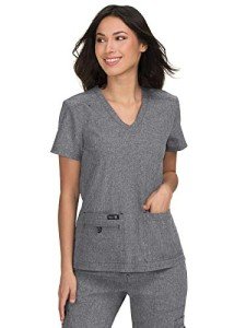 KOI Basics Women's Becca V-Neck Scrub Top - Grey