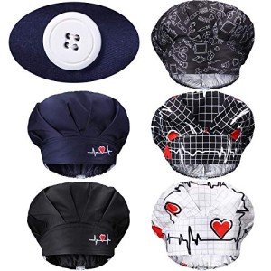 Geyoga 5-Pack Adjustable Bouffant Caps - Heart Pattern