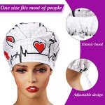 Geyoga 5-Pack Adjustable Bouffant Caps - Heart Pattern