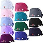 12 Color Adjustable Bouffant Surgical Caps for Nurses