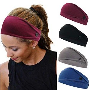 YONUF Women's Medical Headbands with Buttons - 4 Pack