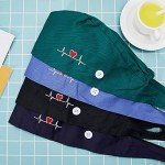 Satinior Unisex Bouffant Caps with Buttons - 4 Pack