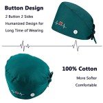 Satinior Unisex Bouffant Caps with Buttons - 4 Pack