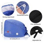 Satinior Unisex Bouffant Caps with Buttons - 4 Pack