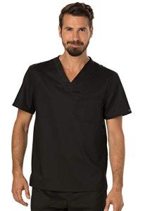 Cherokee Men's V-Neck Scrub Top with Pocket - Black