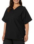 Landau Unisex V-Neck Scrub Top with Pocket, Black