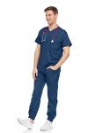 MediChic Men's Stretch V-Neck Scrub Jogger Set