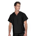 Landau Unisex V-Neck Scrub Top with Pocket, Black