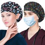 Adjustable Bouffant Caps with Button - 2 Pack
