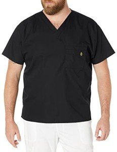 WonderWink Big Alpha V-Neck Unisex T-Shirt, XXL Black