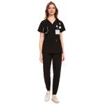 Comfortable Women's Medical Scrubs Set - Black