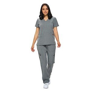 Monarch Women’s Stretchy Scrub Set - Heather Grey