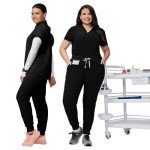 Kitmaz Women's Stretch Jogger Scrub Pants - Black