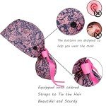 Women's Scrub Caps with Buttons and Ribbon Tie