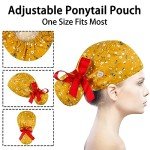 Adjustable Women's Bouffant Scrub Caps with Ponytail Pouch