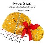 Adjustable Women's Bouffant Scrub Caps with Ponytail Pouch