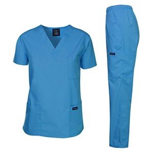 Dagacci Men's Medical Scrub Set, Turquoise, XXL
