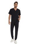 CozyFit Men's Stretch V-Neck Scrub Set with Pockets