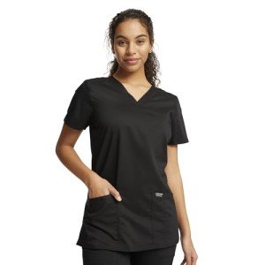 Women's V-Neck Soft Stretch Medical Scrubs - Black