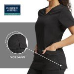 Women's V-Neck Soft Stretch Medical Scrubs - Black