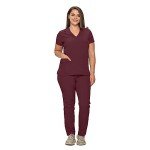 Burgundy Women’s Stretch Scrub Set - Regular & Petite