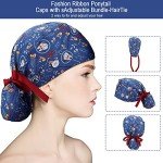 8 Pack Adjustable Bouffant Scrub Caps with Buttons