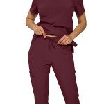 Burgundy Women’s Stretch Scrub Set - Regular & Petite