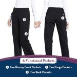 Women's Soft Stretch Black Cargo Pants Scrubs